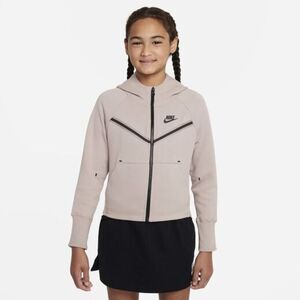 Nike Girls Tech Fleece Full-Zip Hoodie Pink Oxford Black Size Small CZ2570-601